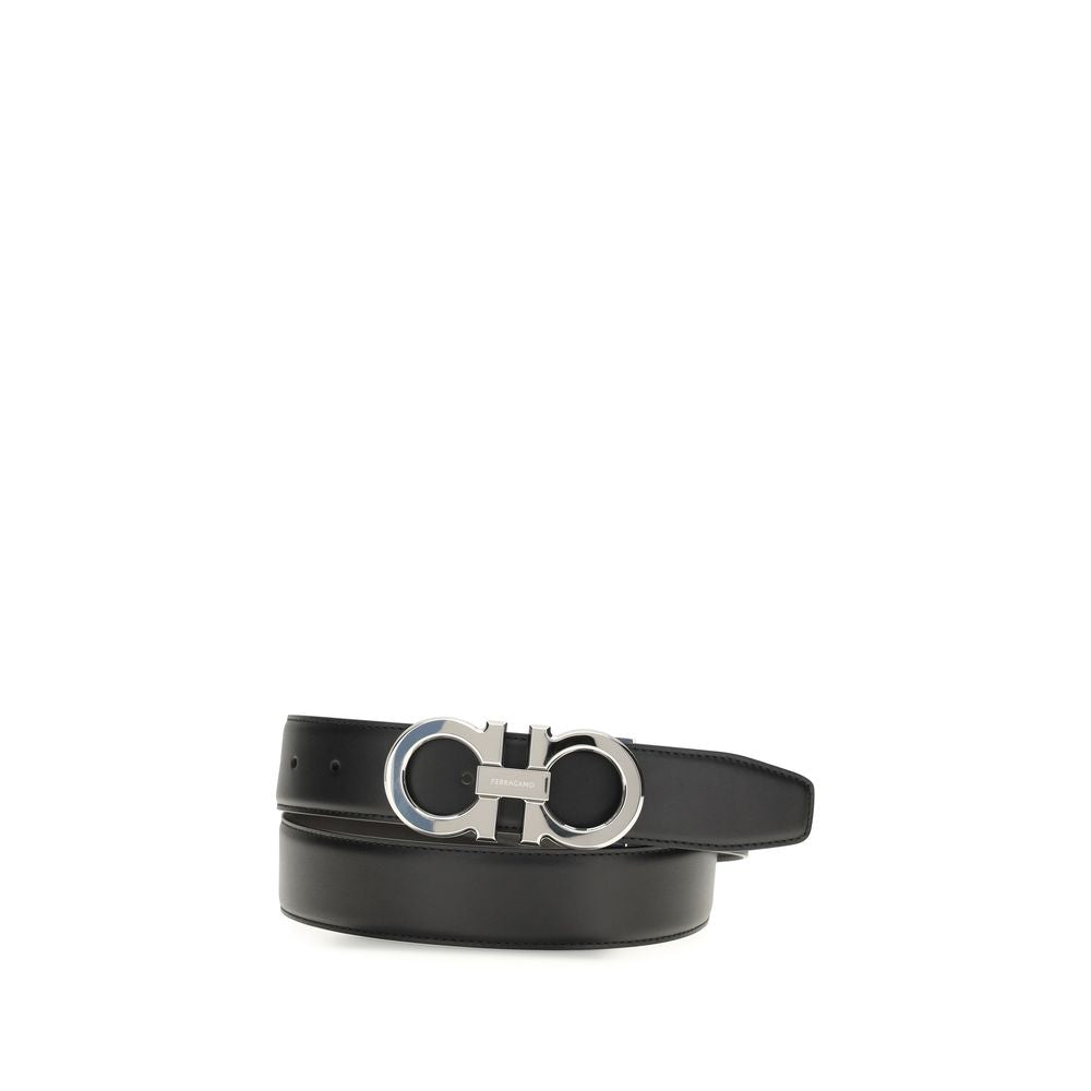 Ferragamo Black Calf Leather Bos Taurus Regular Belt - YSONA