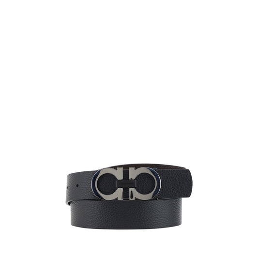 Ferragamo Black Calf Leather Bos Taurus Regular Belt - YSONA