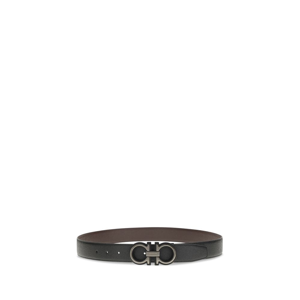 Ferragamo Black Calf Leather Bos Taurus Regular Belt - view 2