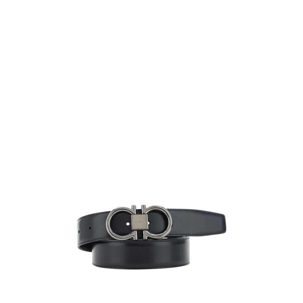 Ferragamo Black Calf Leather Bos Taurus Regular Belt - YSONA