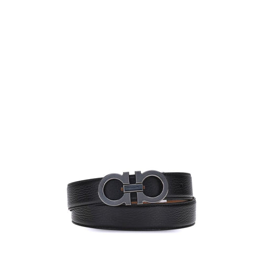 Ferragamo Black Calf Leather Bos Taurus Regular Belt - YSONA