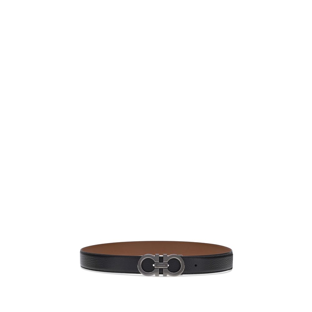 Ferragamo Black Calf Leather Bos Taurus Regular Belt - view 2