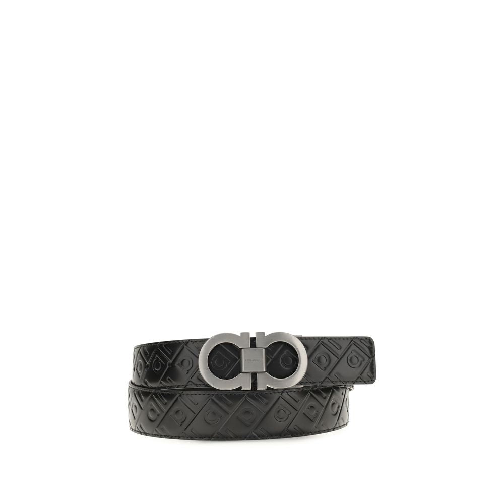 Ferragamo Black Calf Leather Bos Taurus Regular Belt - YSONA