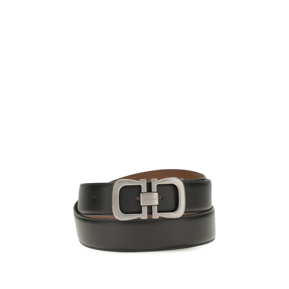 Ferragamo Black Calf Leather Bos Taurus Regular Belt - YSONA