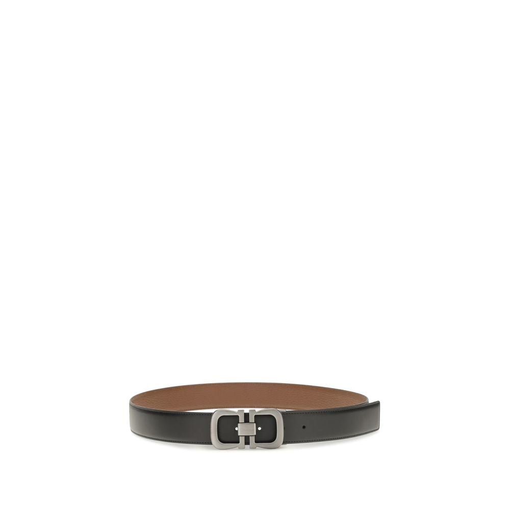 Ferragamo Black Calf Leather Bos Taurus Regular Belt - view 2