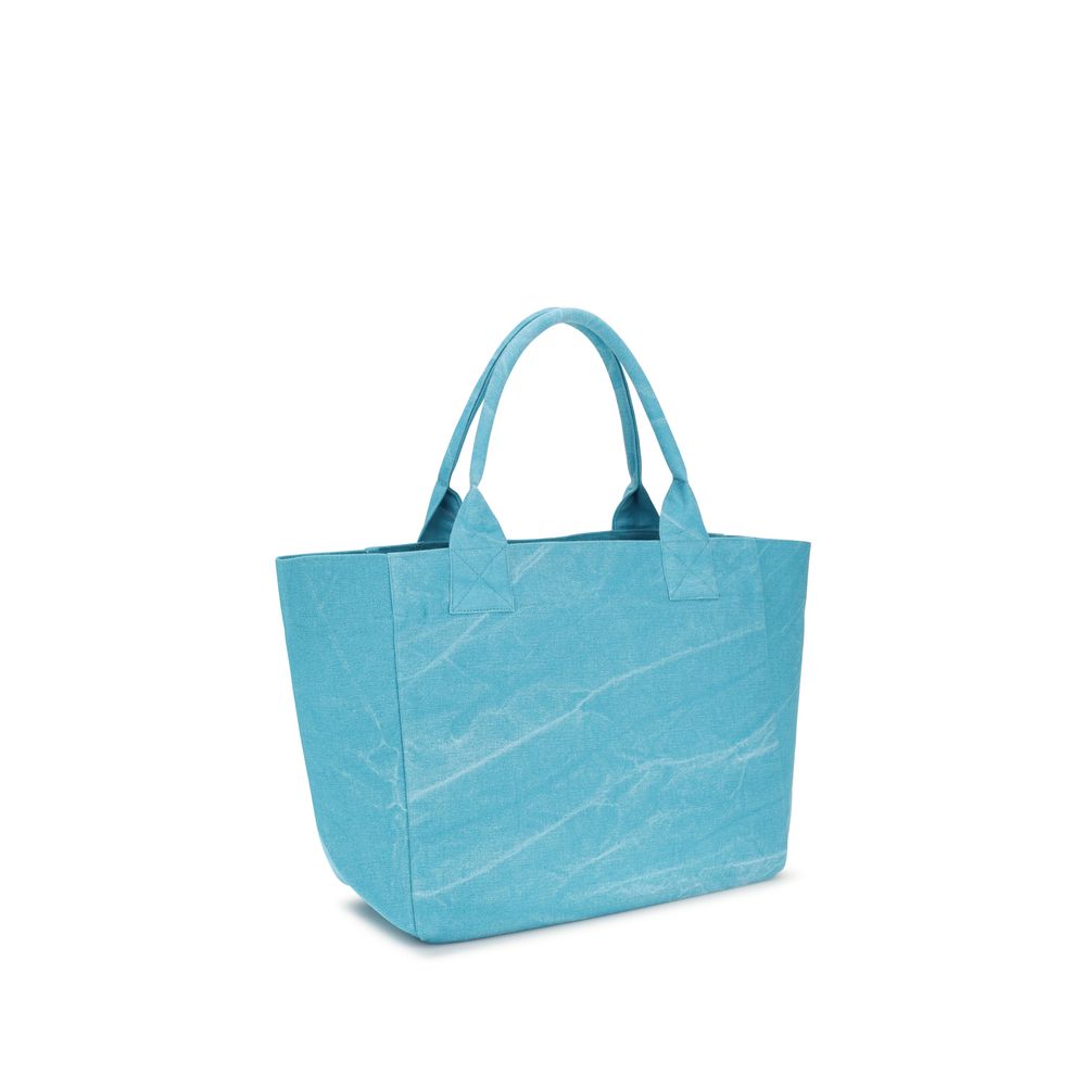 Ganni Blue Recycled Cotton Shoulder Bag - view 3