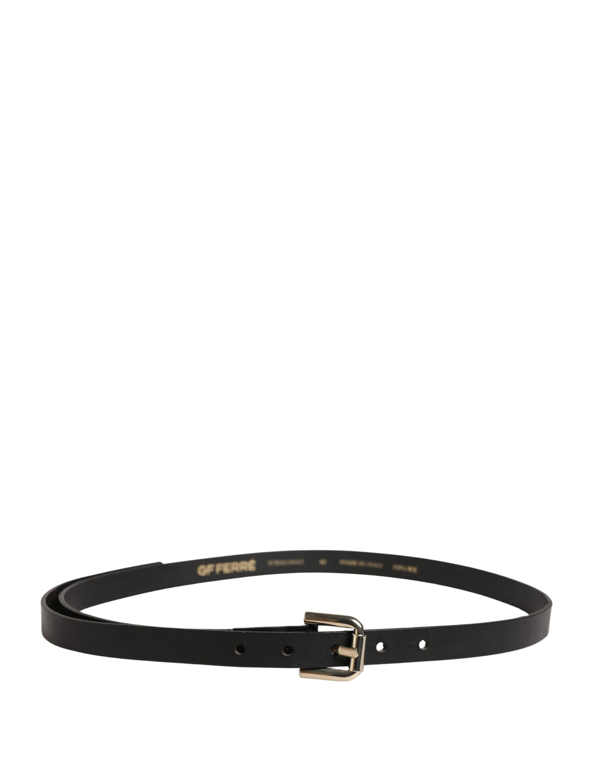 GF Ferre Black Leather Slim Gold Tone Buckle Waist Men Belt - view 3
