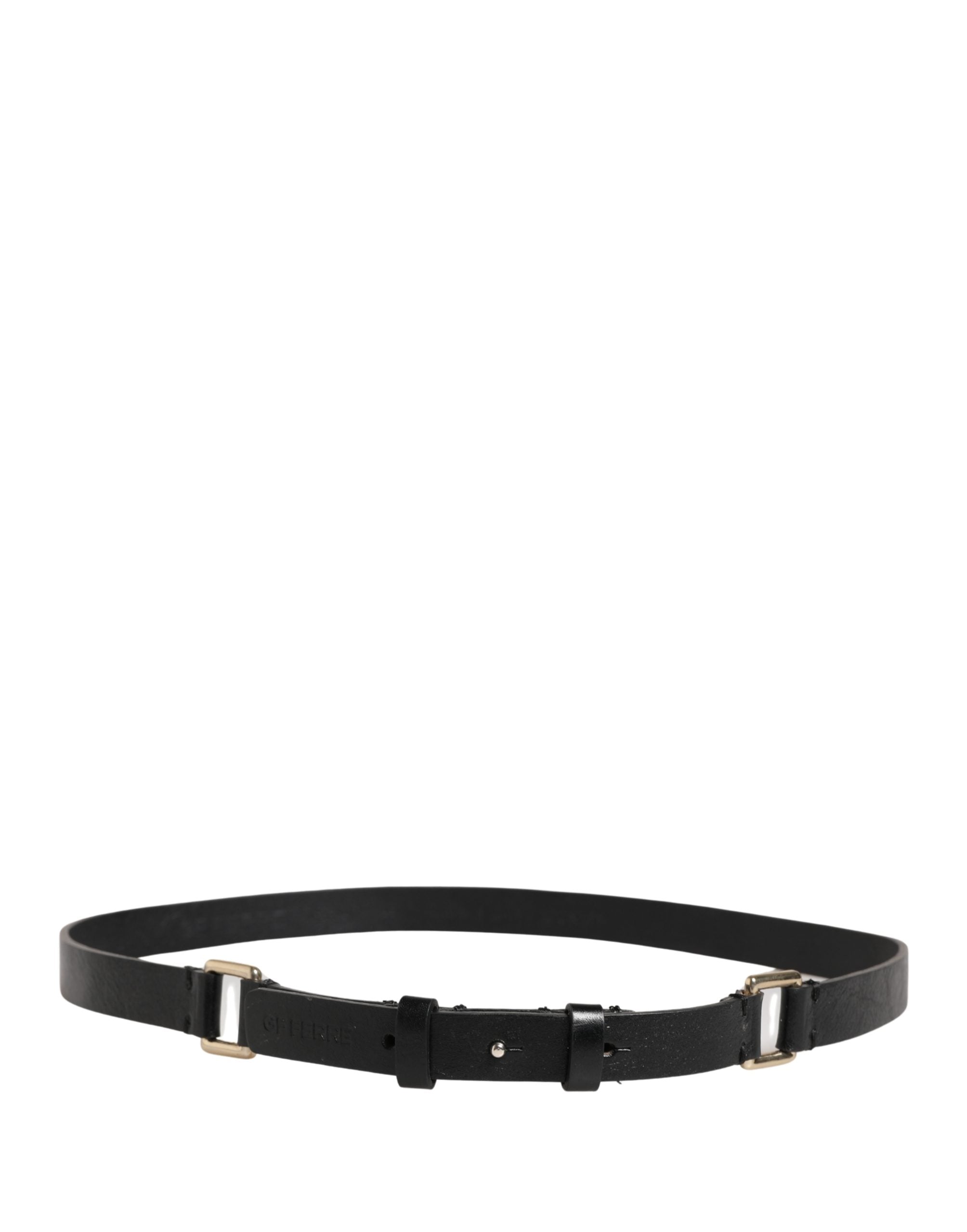 GF Ferre Black Leather Thin Gold Metal Brass Buckle Waist Belt - view 3