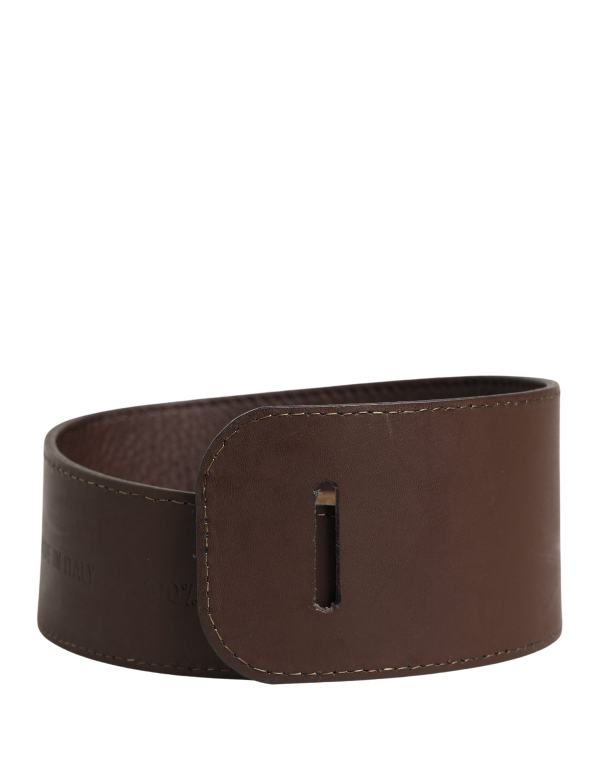 GF Ferre Brown Genuine Leather Logo Wide Waist Women Belt - YSONA