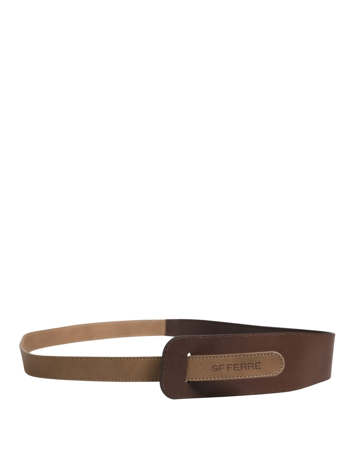 GF Ferre Brown Genuine Leather Logo Wide Waist Women Belt - view 3