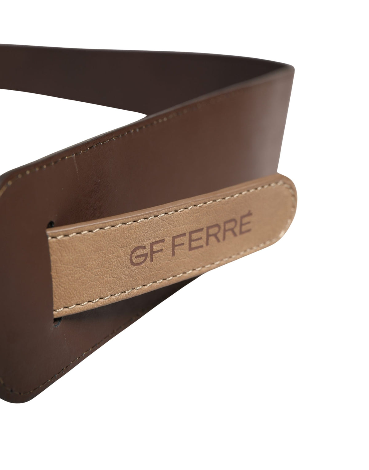 GF Ferre Brown Genuine Leather Logo Wide Waist Women Belt - view 4