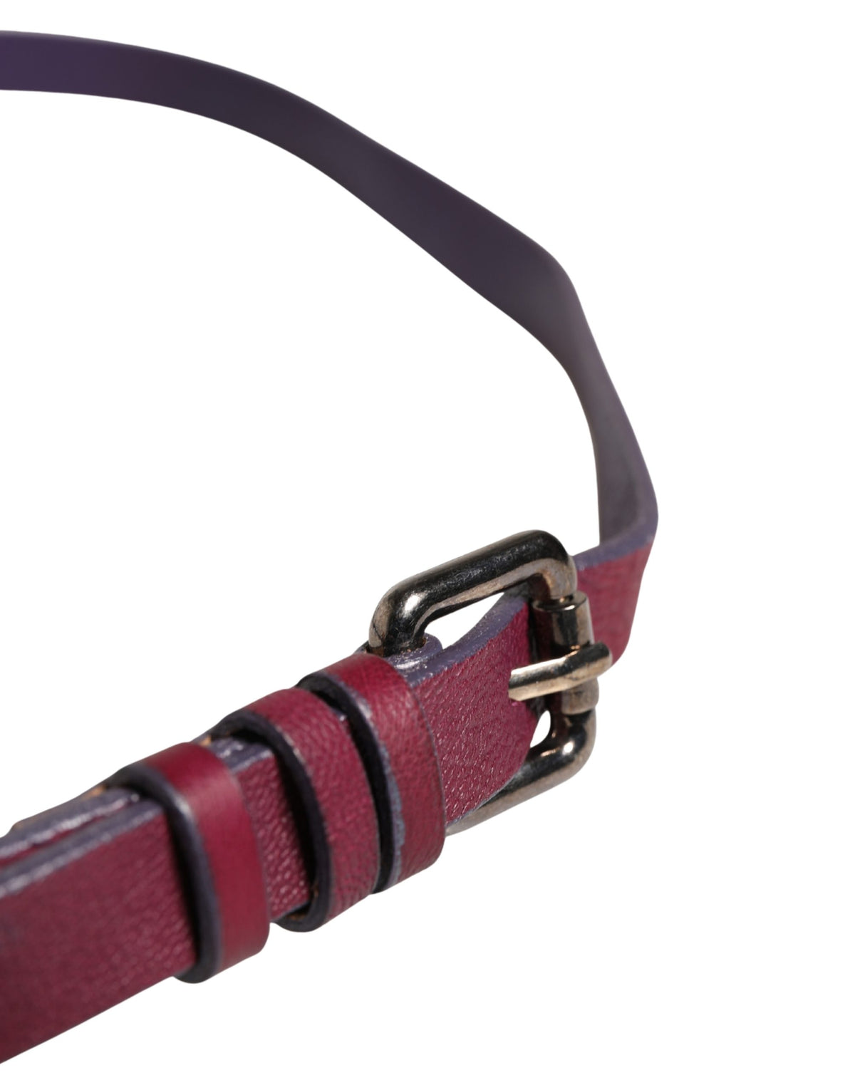 GF Ferre Maroon Leather Silver Metal Buckle Waist Women Belt - view 4