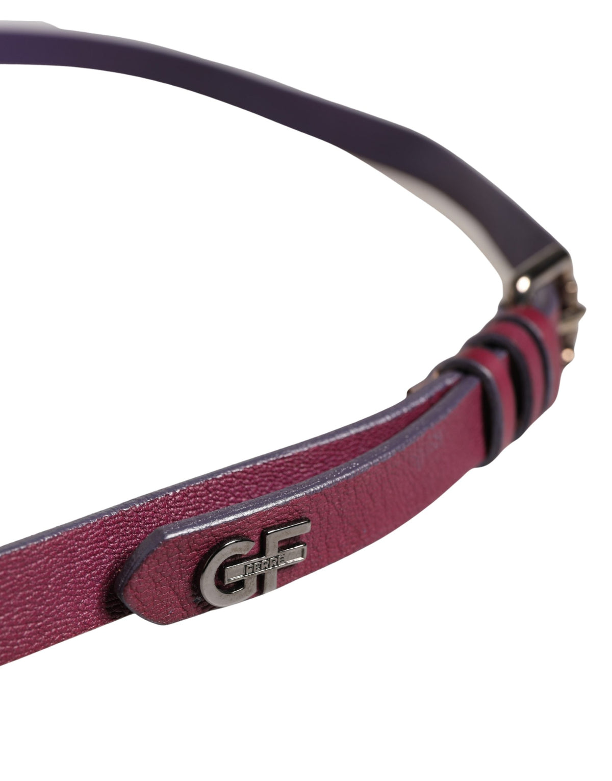 GF Ferre Maroon Leather Silver Metal Buckle Waist Women Belt - view 5