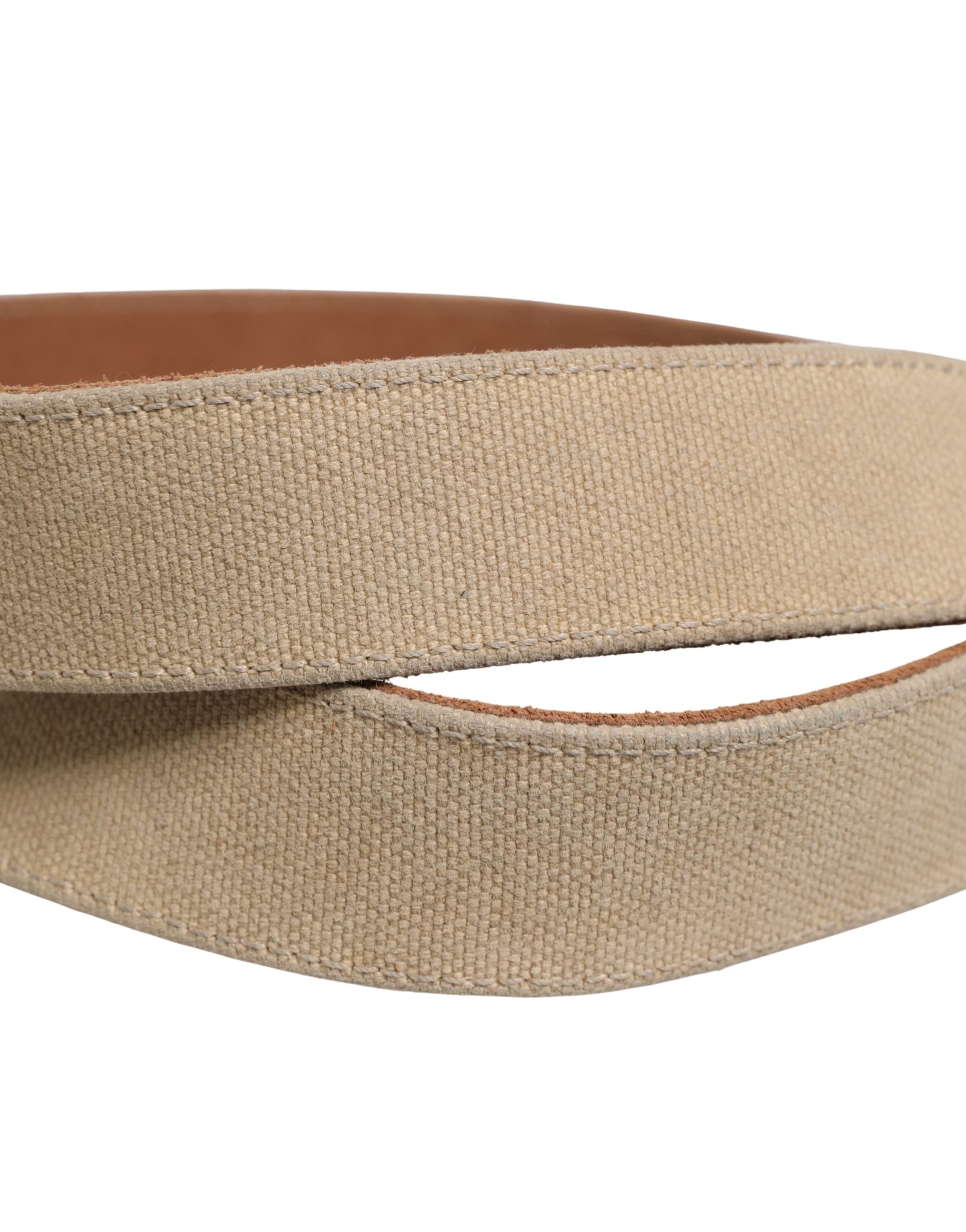 GF Ferre Men Beige Canvas Silver Metal Buckle Cintura Belt - view 5