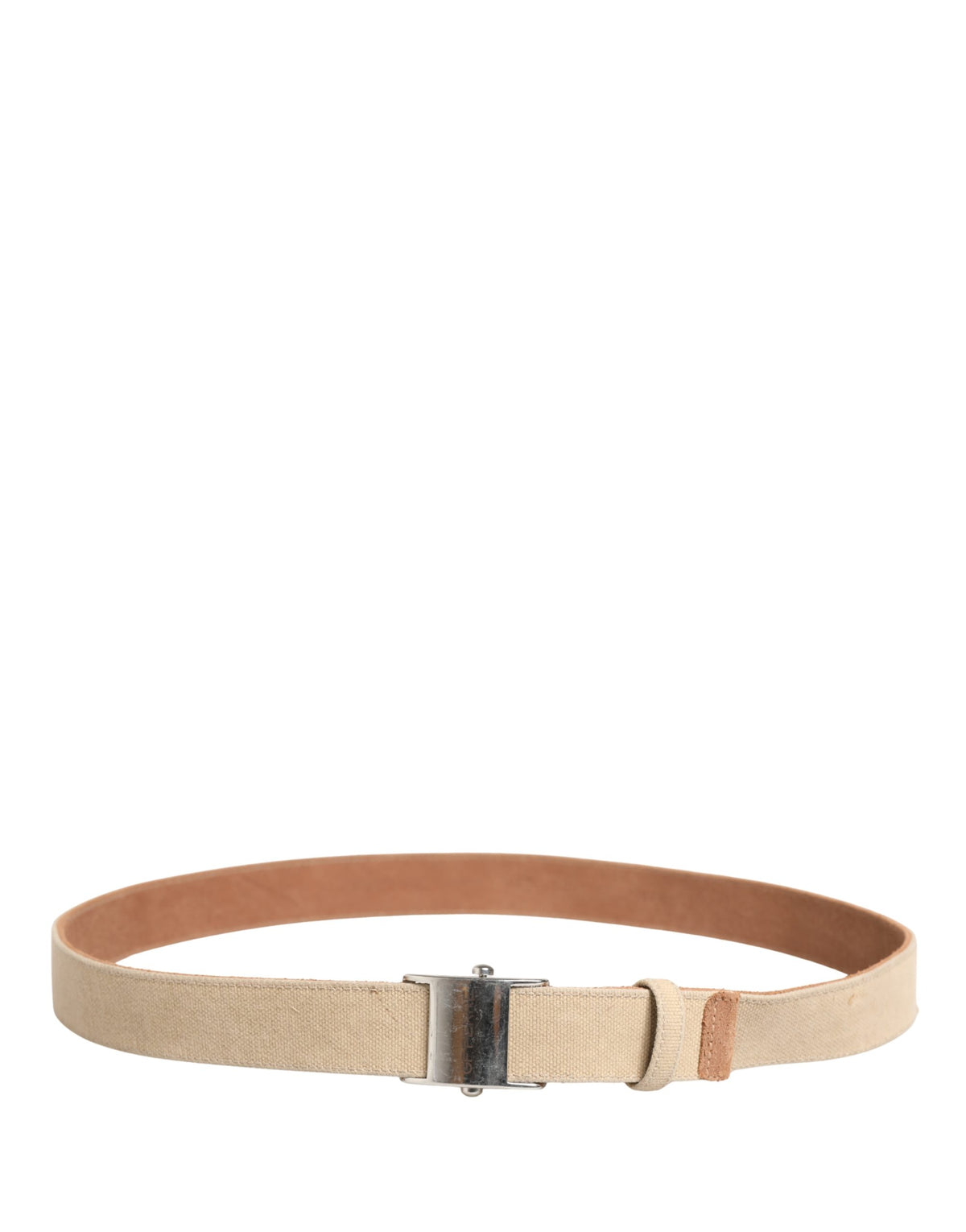 GF Ferre Men Beige Canvas Silver Metal Buckle Cintura Belt - view 3