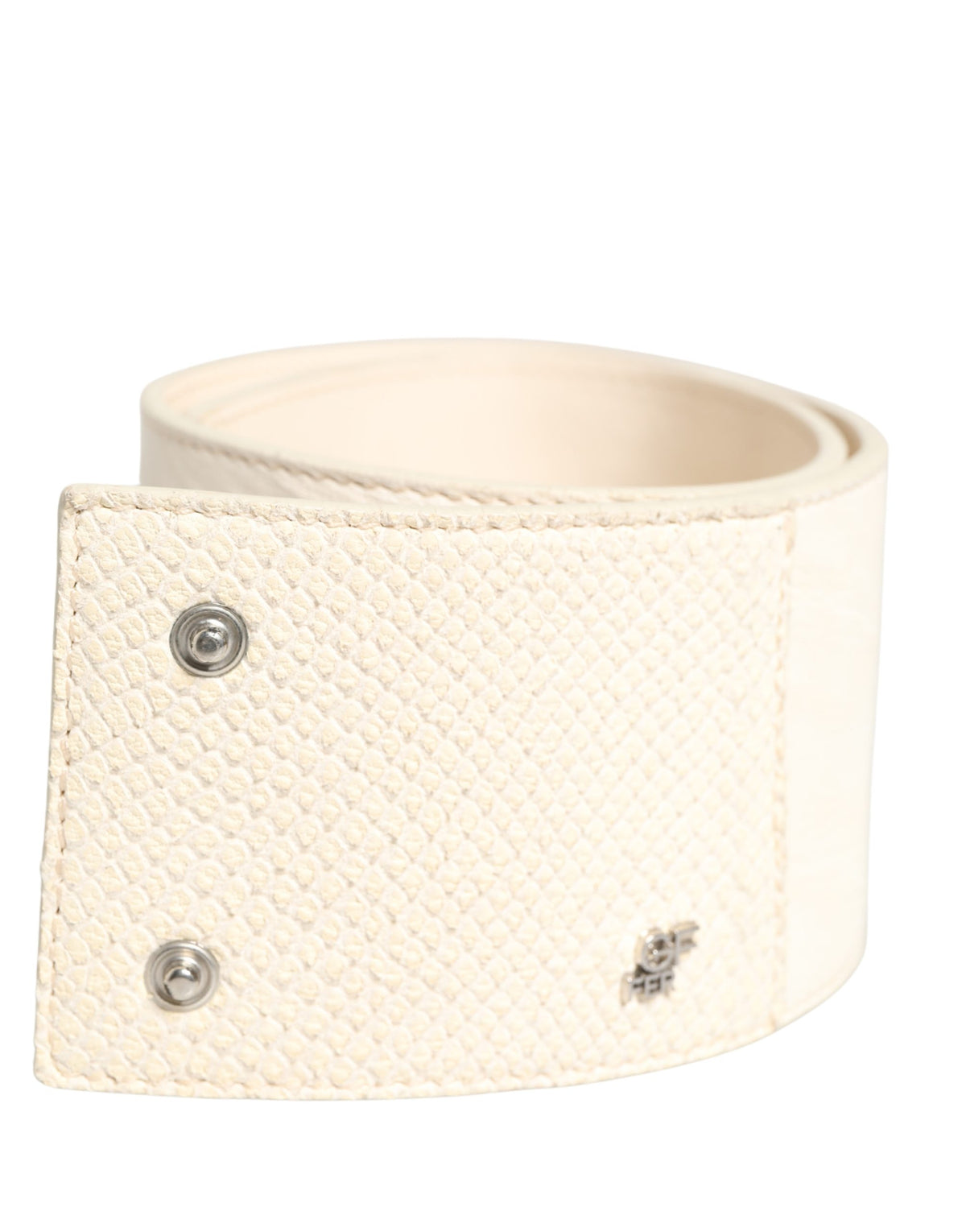 GF Ferre Off White Waxed Cotton Wide Fashion Waistband Belt - view 5