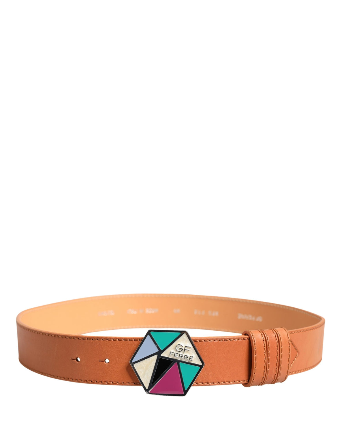 GF Ferre Orange Leather Hexagon Metal Buckle Waist Women Belt - view 3