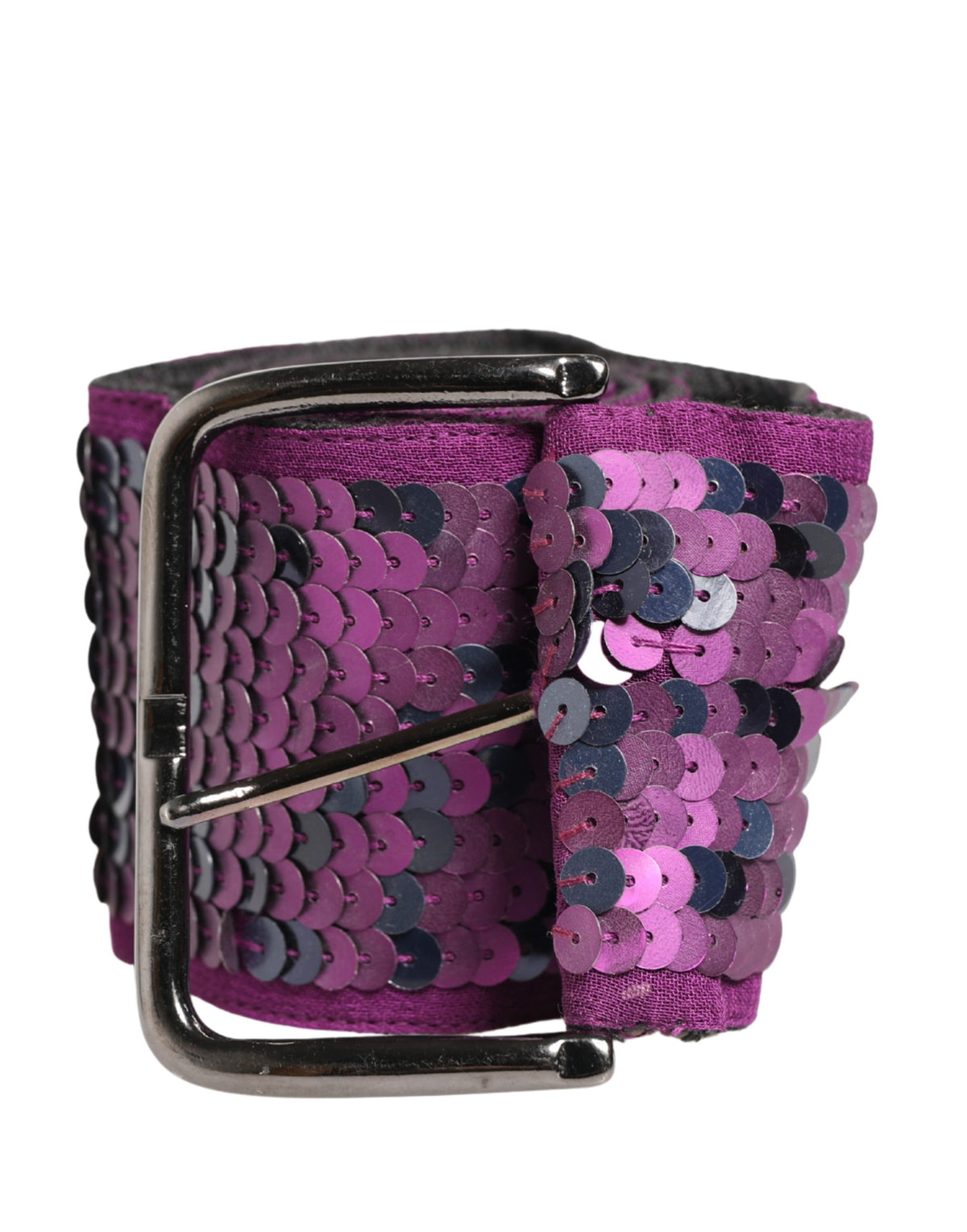GF Ferre Women Purple Sequined Silver Metal Buckle Belt - YSONA
