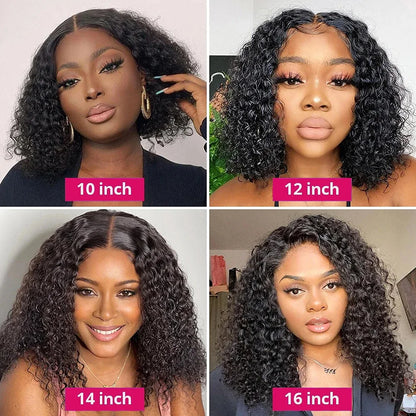 Glueless Water Wave Bob Wig – 4x4 Pre-Cut Lace Closure, Ready-to-Wear Curly