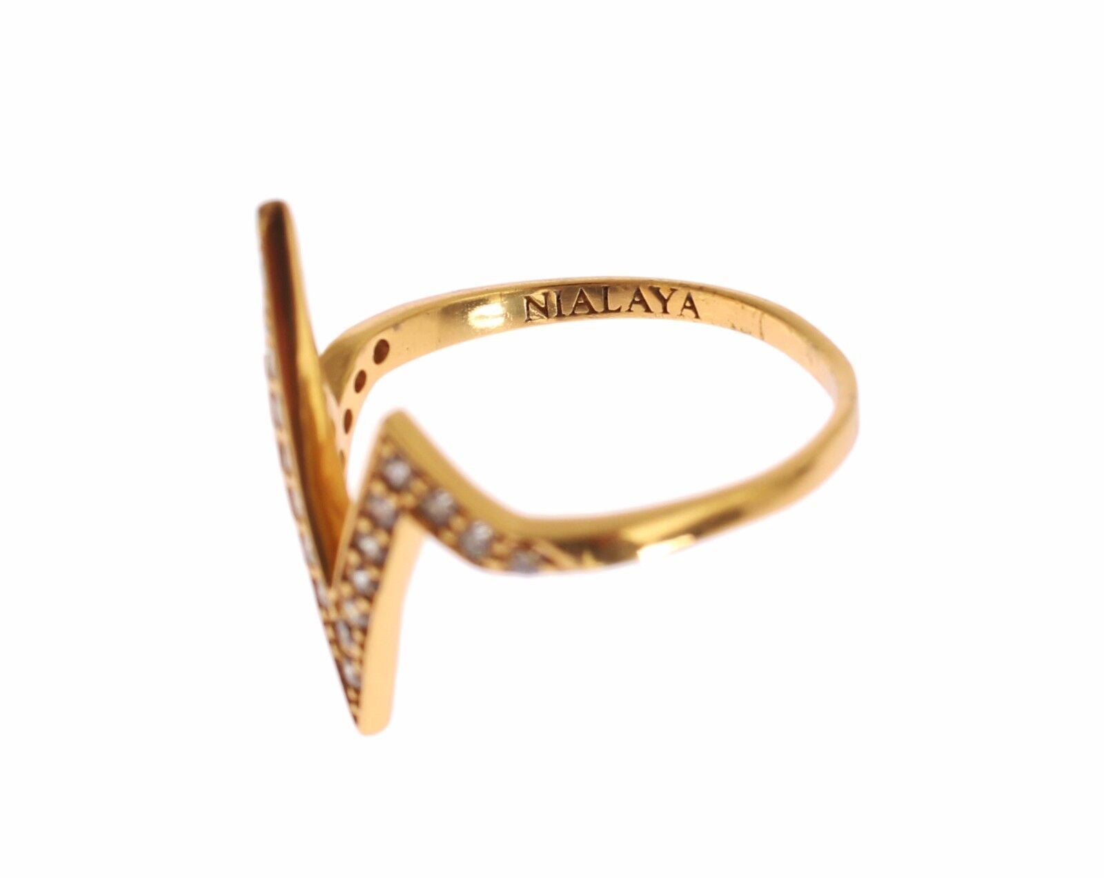 Nialaya Gold 925 Silver Womens Clear CZ 18K Ring - view 4
