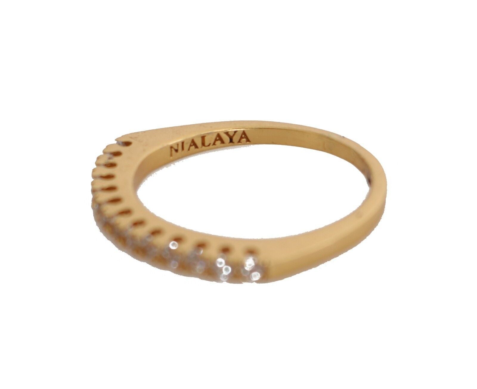 Nialaya Gold Authentic Womens Clear CZ Gold 925 Silver Ring - view 2