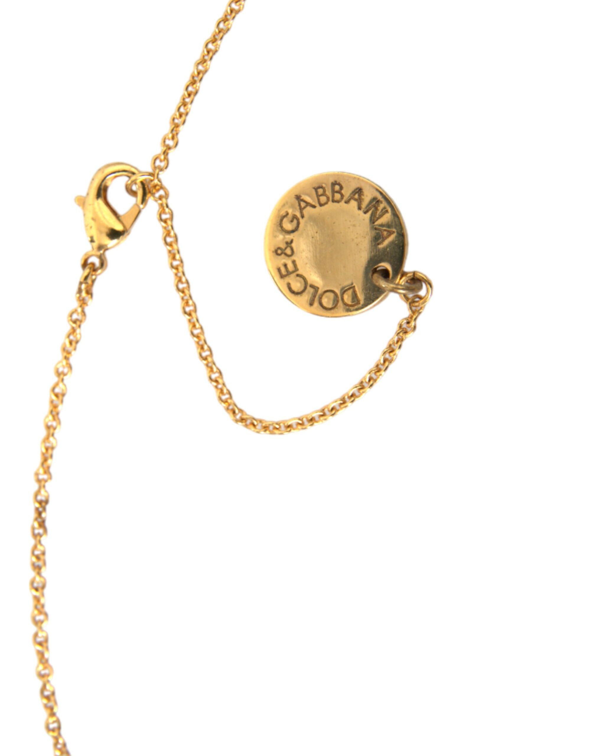 Dolce & Gabbana Gold Brass Chain Dog Heart Pendant Charm Necklace - view 3