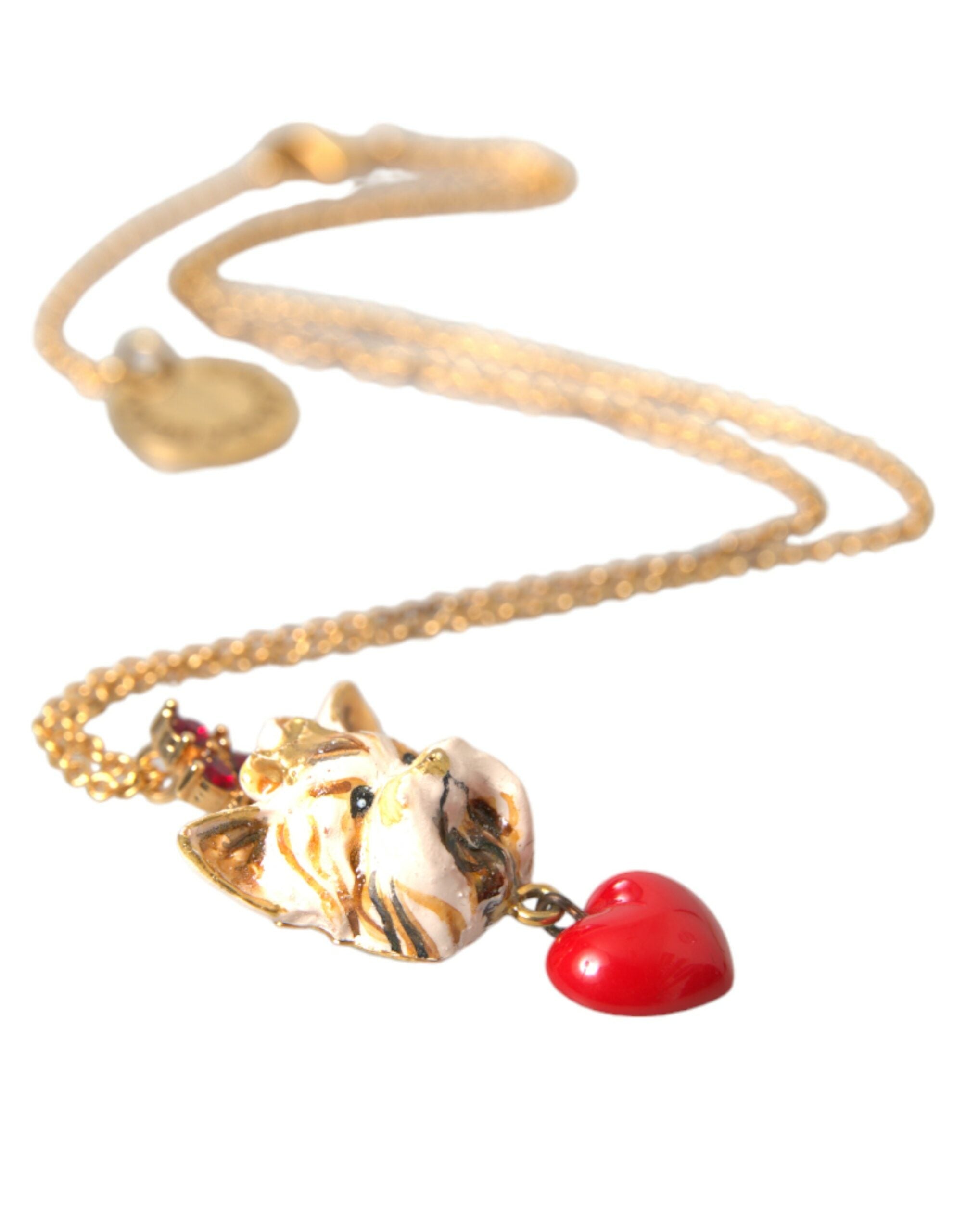 Dolce & Gabbana Gold Brass Chain Dog Heart Pendant Charm Necklace - view 5
