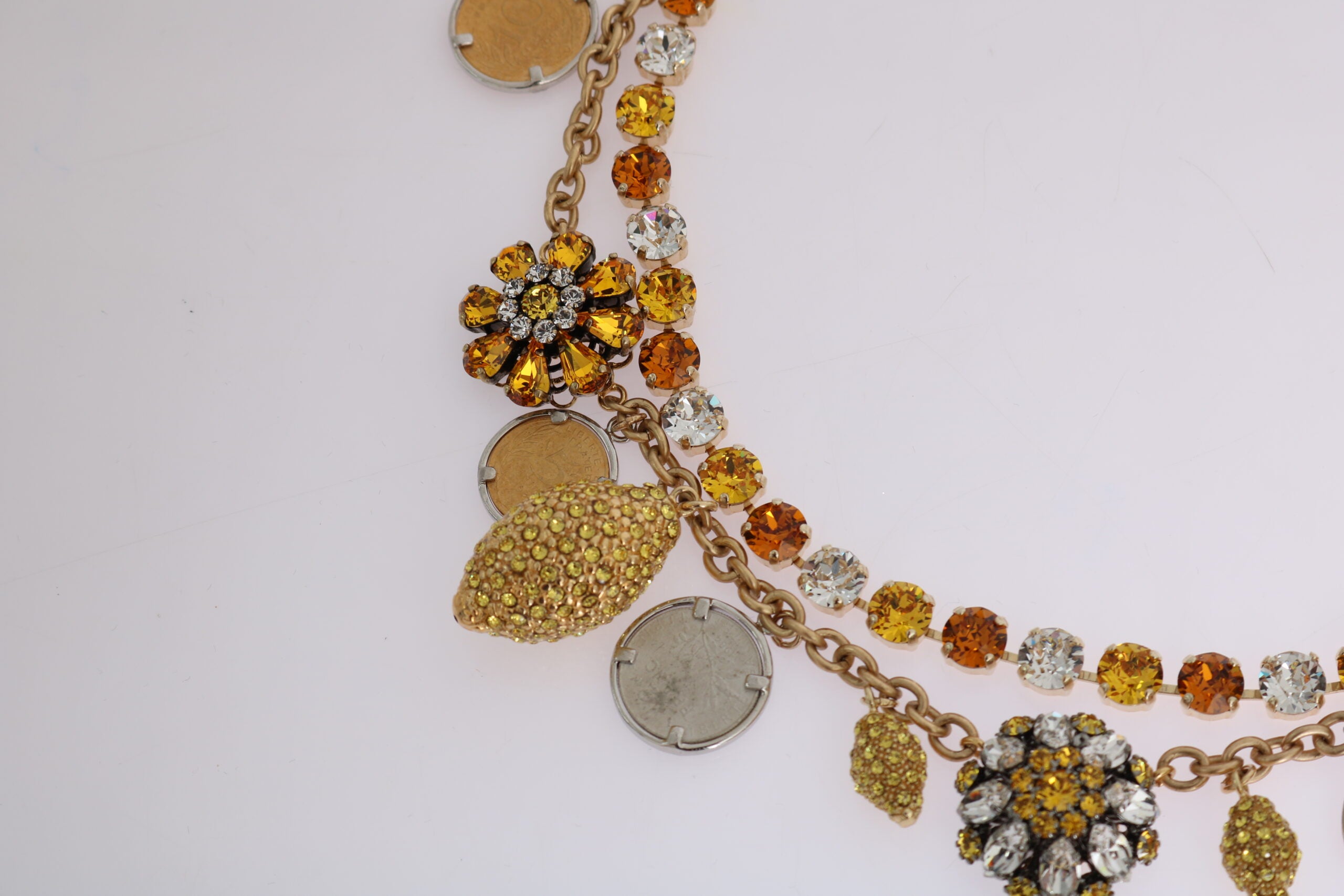 Dolce & Gabbana Gold Brass Crystal Logo Pineapple Statement Necklace - view 5