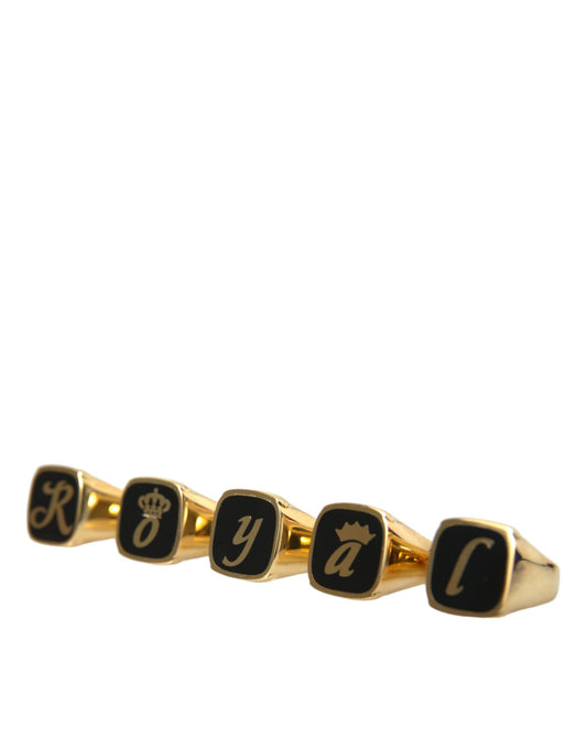 Dolce & Gabbana Gold Brass ROYAL Enamel Set of 5 Ring - YSONA
