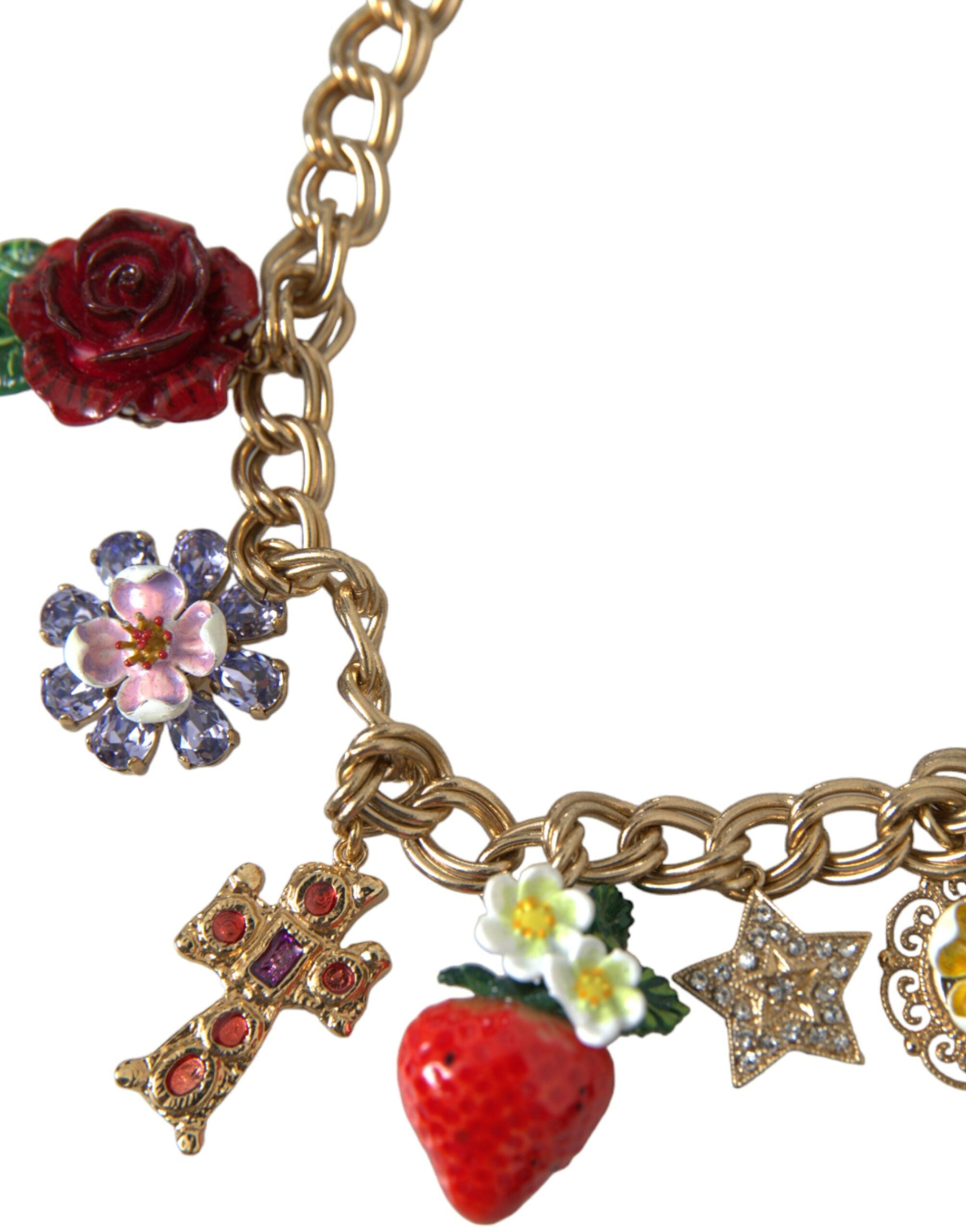Dolce & Gabbana Gold Chain Rose Cross Strawberry Star Pendant Necklace - view 2