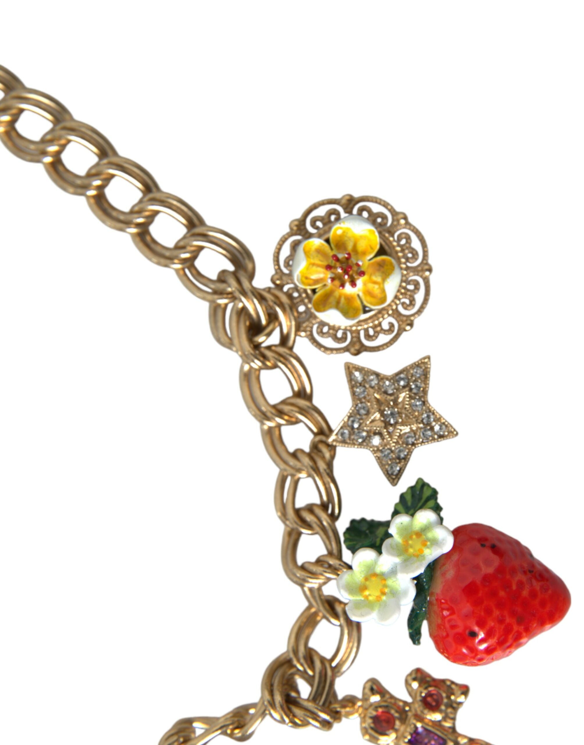 Dolce & Gabbana Gold Chain Rose Cross Strawberry Star Pendant Necklace - view 4