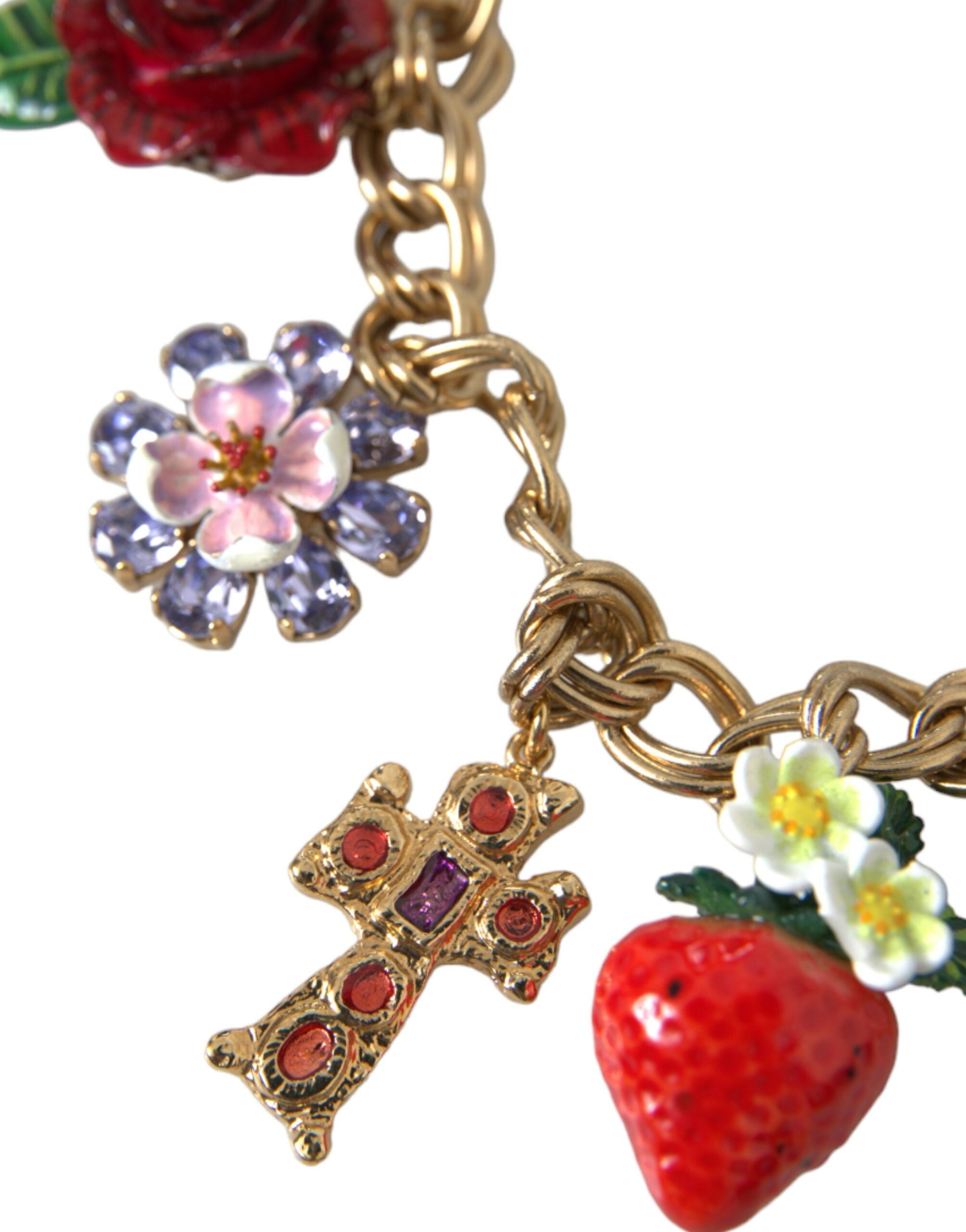 Dolce & Gabbana Gold Chain Rose Cross Strawberry Star Pendant Necklace - view 5