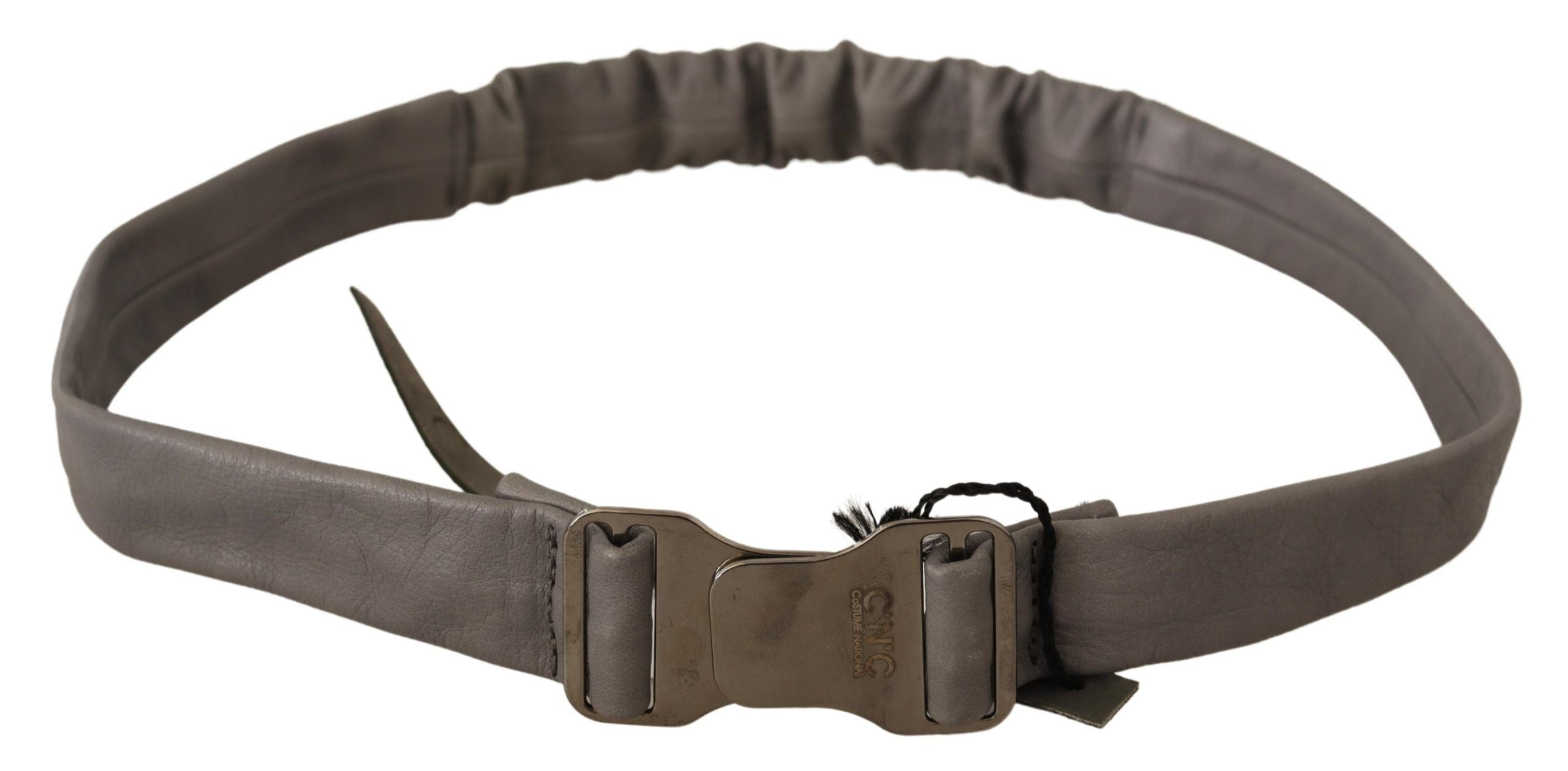 Costume National Gray Leather Silver Buckle Waist Belt - view 2