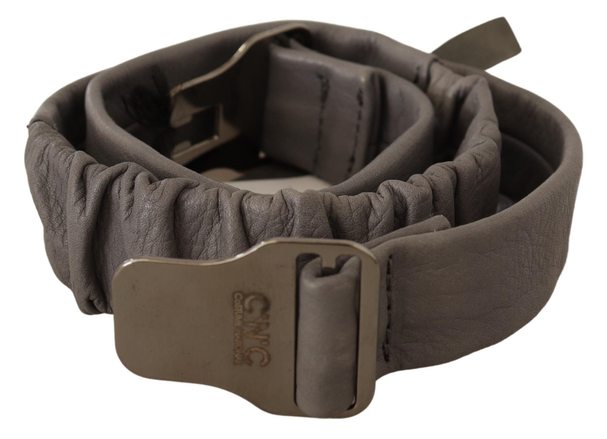 Costume National Gray Leather Silver Buckle Waist Belt - view 3