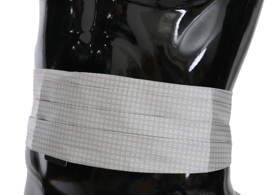 Dolce & Gabbana Gray Patterned Waist Belt Silk Cummerbund - YSONA