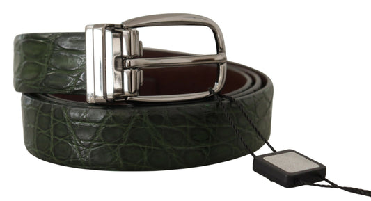 Dolce & Gabbana Green Exotic Leather Silver Buckle Belt - YSONA