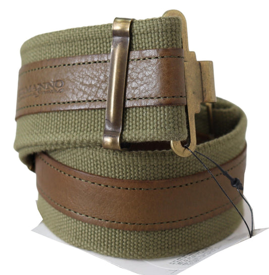 Ermanno Scervino Green Leather Rustic Bronze Buckle Army Belt - YSONA