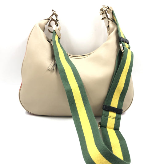 Gucci Aria Calfskin Web Large Attache Shoulder Bag Beige - YSONA