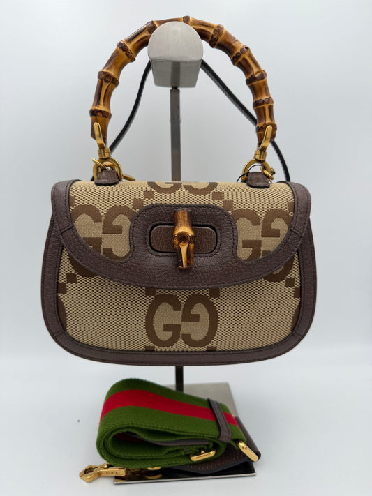 Gucci BAMBOO 1947 GG Canvas Handbag