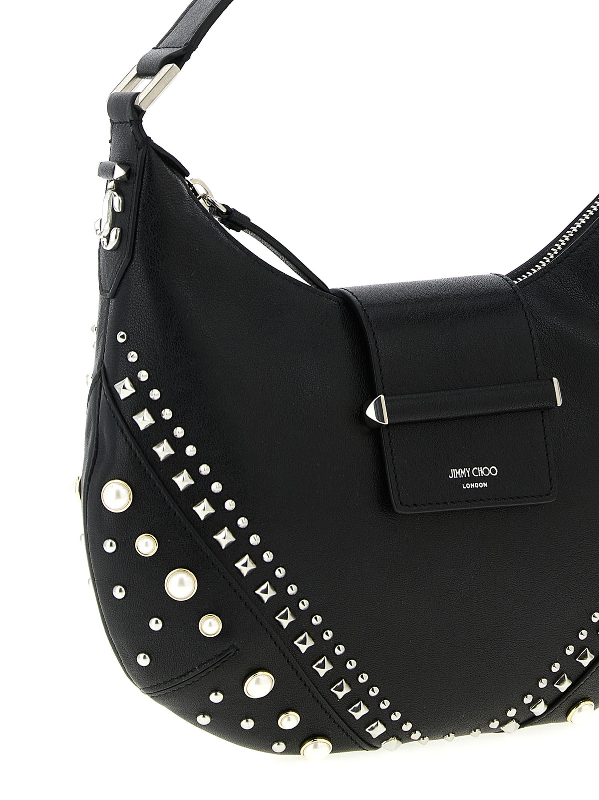 Jimmy Choo White Lamb Leather Shoulder Bag - view 3