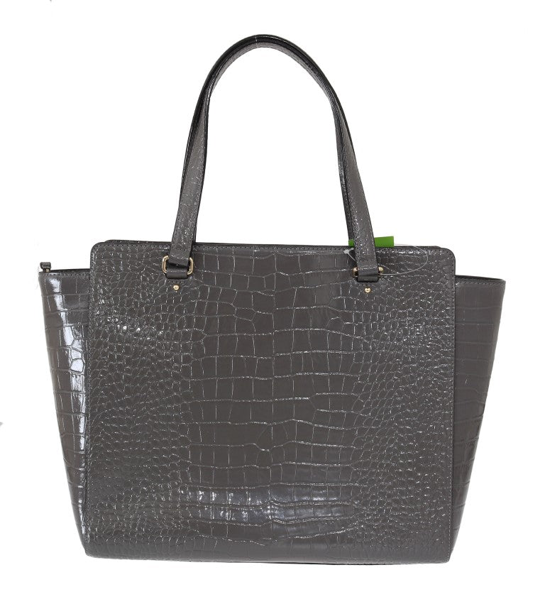 Kate Spade Grey Croc Embossed Leather Elissa Bristol Drive Tote Handbag Bag - YSONA