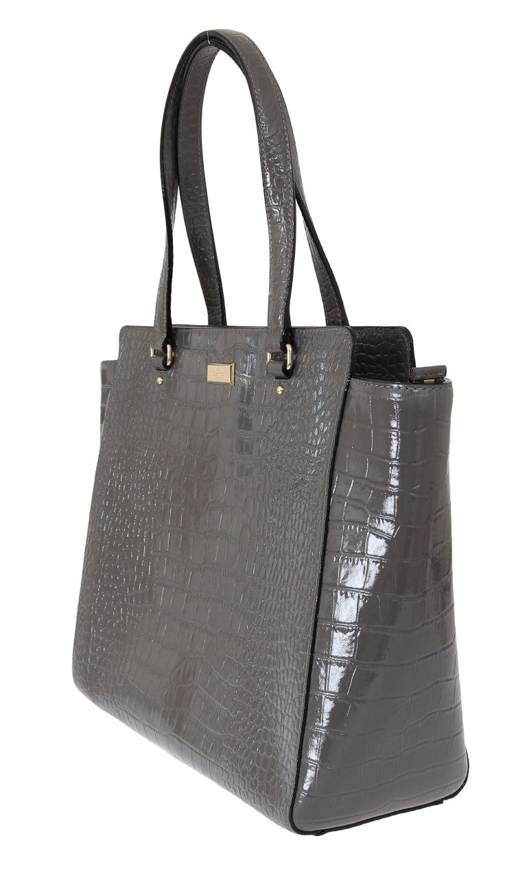 Kate Spade Grey Croc Embossed Leather Elissa Bristol Drive Tote Handbag Bag - view 5