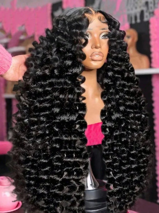 Loose Deep Water Wave 13x4 HD Lace Frontal Wig – 250% Transparent Curly, 30–40 Inch