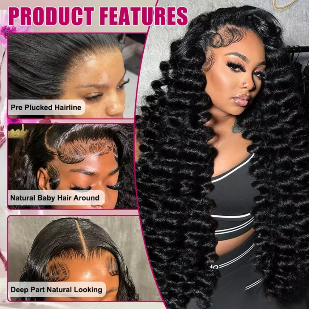 Loose Deep Wave 13x6 Lace Front Wig – 13x4 HD Water Deep Wave Curly, 30–40 Inch