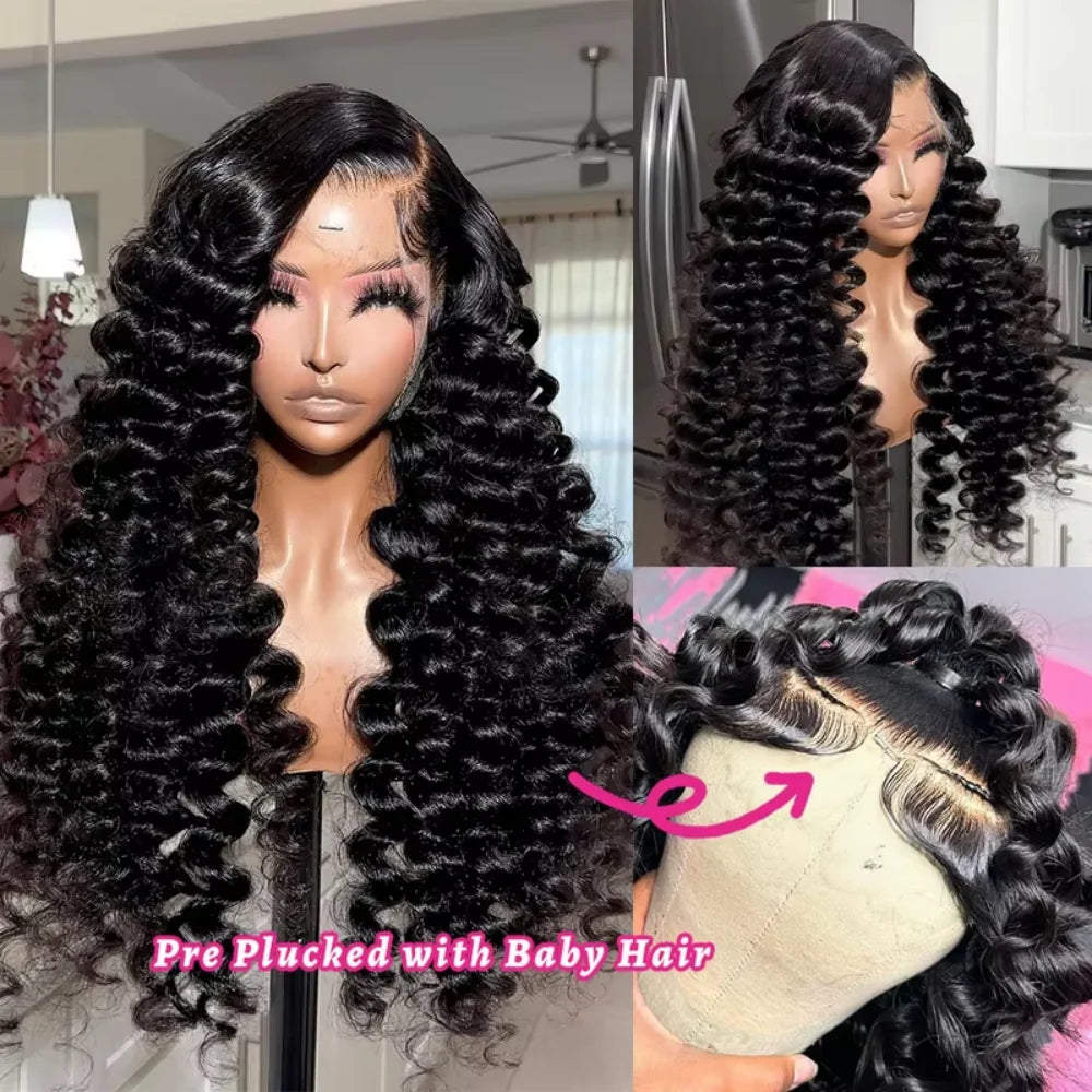 Loose Deep Wave 13x6 Lace Front Wig – 13x4 HD Water Deep Wave Curly, 30–40 Inch