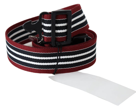 Costume National Maroon Black Stripe Silver Black Buckle Belt - YSONA
