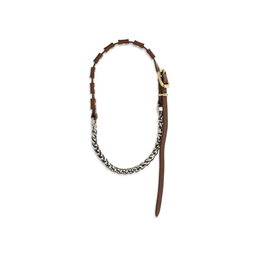 Miu Miu Brown Calf Leather Bos Taurus Necklace - YSONA