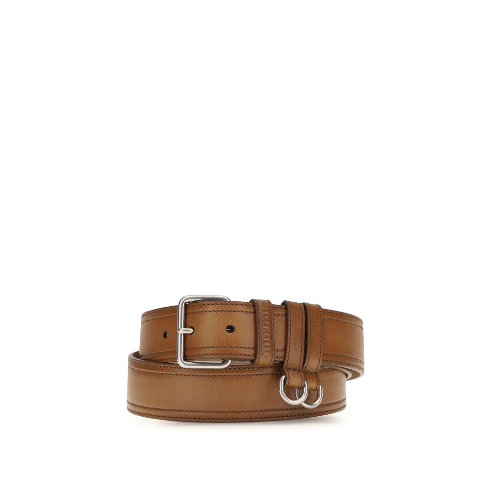 Miu Miu Brown Calf Leather Bos Taurus Regular Belt - YSONA