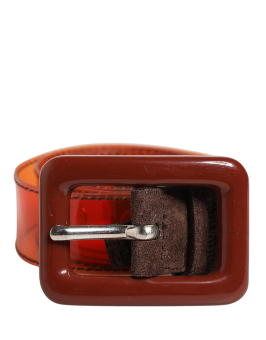 Miu Miu Orange PVC Waist Women Cintura Square Buckle Belt - YSONA