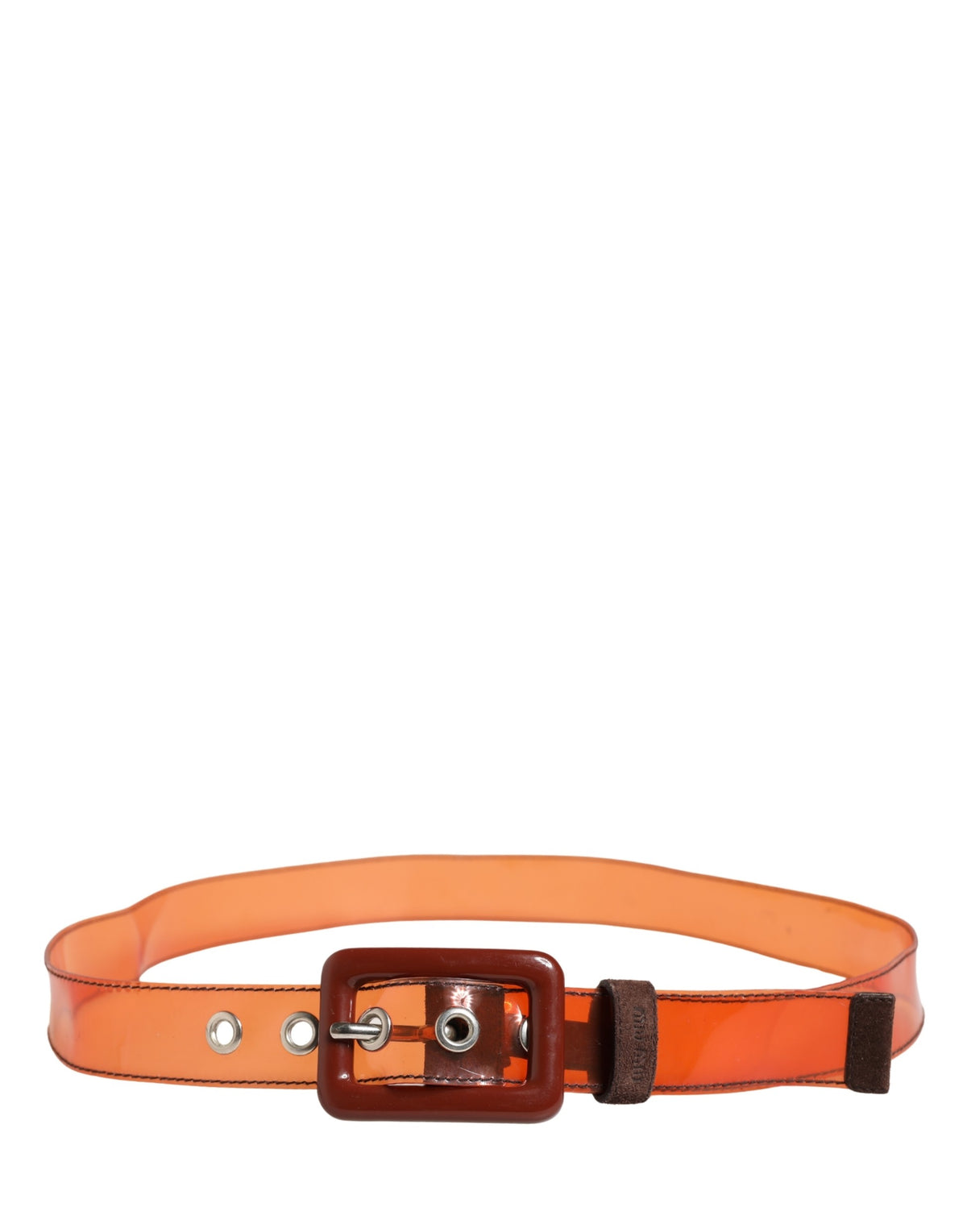Miu Miu Orange PVC Waist Women Cintura Square Buckle Belt - view 3